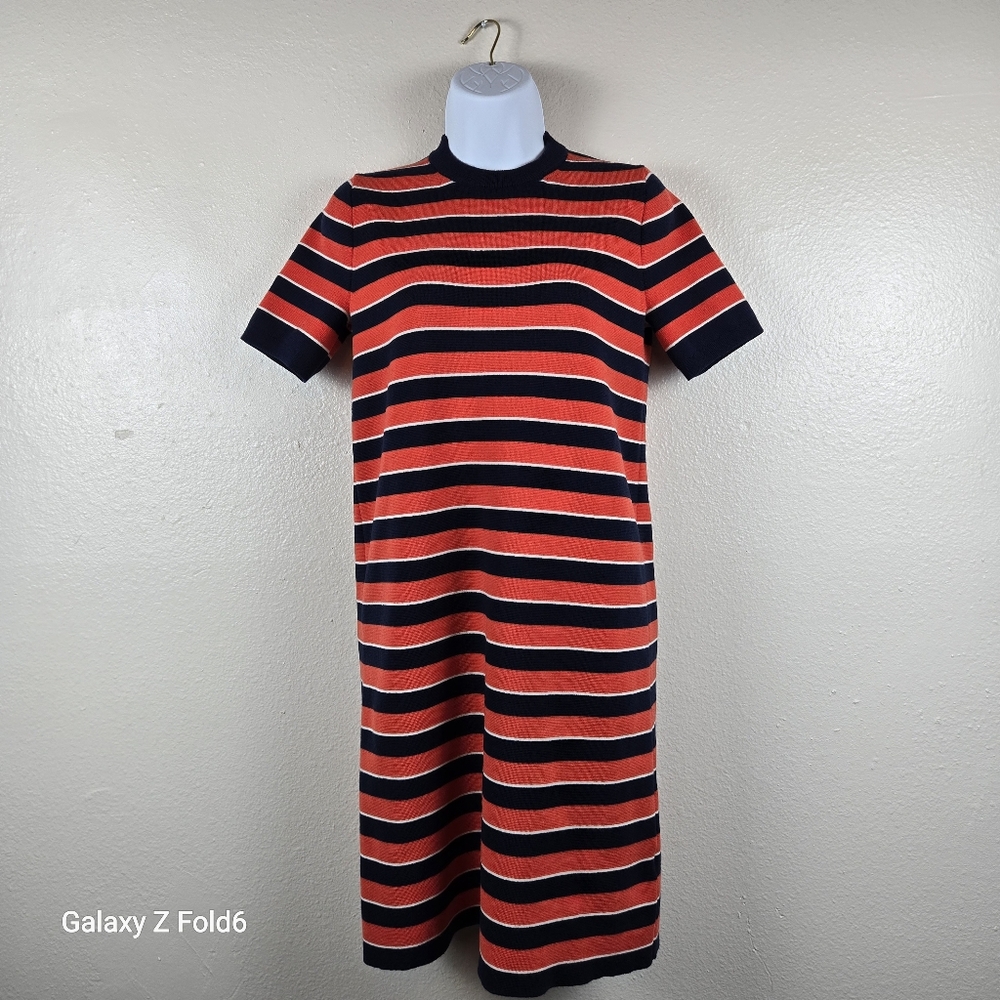 J.Crew Striped Knit Dress S‎ | Red Navy Short Sleeve Sweater Dress